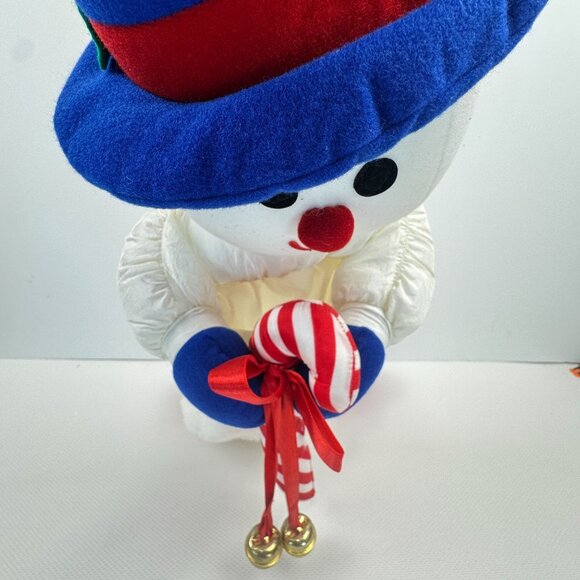 Vintage Snowman Christmas Stocking Parachute Fabric Sherpa Hat Candy Cane 24" - Picture 6 of 16